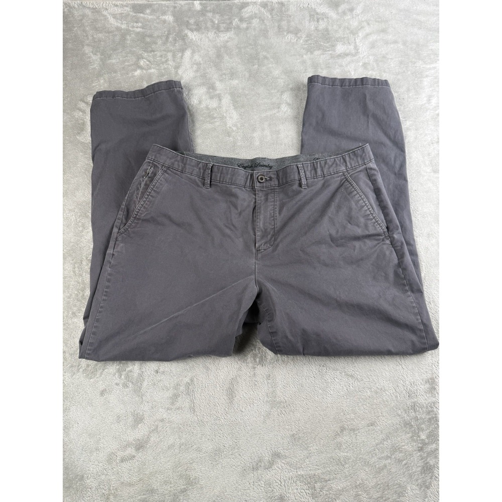 English Laundry Mens 38x32 Gray Chino Pants Stretch Cotton Flat Front Casual
